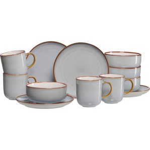 Ritzenhoff Breker Frühstücksset Portofino, Grau, Keramik, 12-teilig, 400 ml,600 ml, 21.5x22x33.5 cm, Essen & Trinken, Geschirr, Geschirr-Sets, Kaffeeservice