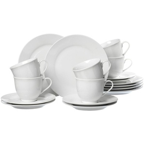 Ritzenhoff & Breker Kaffeeservice Bianco (18-tlg), 6 Personen, Porzellan, klassisch und schlicht, unifarben