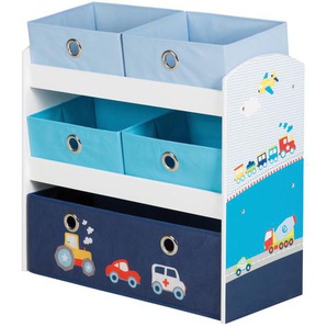 Roba Kinderregal roba Rennfahrer, Türkis, Weiß, Hellblau, Dunkelblau, Metall, 63.5x60x30 cm, Kinder- & Jugendzimmer, Kindermöbel, Kinderregale