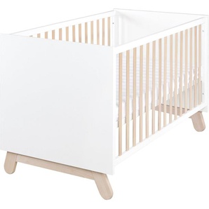 roba® Babybett Kombi-Kinderbett Clara, Weiß, mit Gittersprossen und Füßen aus massiver Buche, Made in Europe