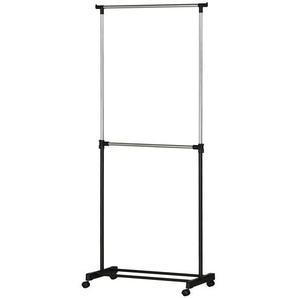 Rollgarderobe - schwarz - Metallrohr, Kunststoff - 78,5 cm - 200 cm - 41,5 cm | Möbel Kraft