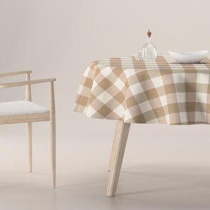 Runde Tischdecke, Kollektion  Quadro, weiss-beige kariert