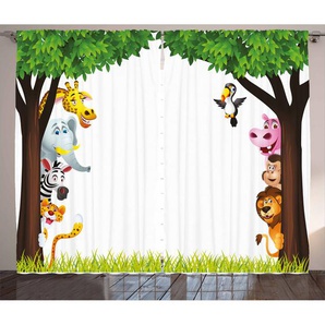 Rustikaler Vorhang, Bäume Freundlich Jungle, Kindergarten, Mehrfarbig