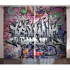 Rustikaler Vorhang, Graffiti Grunge Wall Art, Städtisch, Mehrfarbig