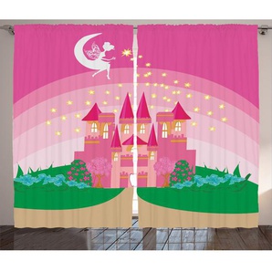 Rustikaler Vorhang, Märchen-Schloss-Prinzessin, Zauber, Grün Rosa