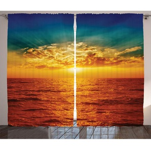 Rustikaler Vorhang, Sonnenuntergang am Meer Wolken, Exotisch, Mehrfarbig