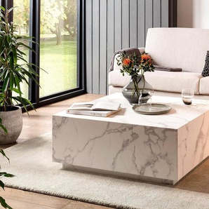 SalesFever Couchtisch, in Travertin- oder Marmoroptik, Breite/Tiefe 90x90 cm