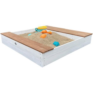 Xxxl Sandkasten, Braun, Weiß, Holz, Hemlocktanne, 117x18.7x119 cm, unisex, EN 71, CE, FSC 100%, hoher Rand, mit Holzschutz vorbehandelt, Outdoor Spielzeug, Sandspielzeug