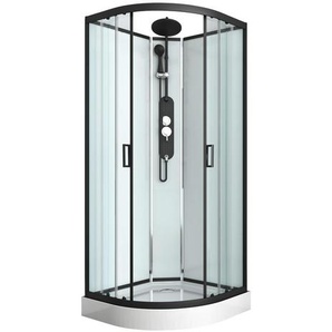 Sanotechnik Duschkabine Epic, Schwarz, Metall, Glas, 90x230x90 cm, Badezimmer, Waschbecken & Armaturen, Duschpaneele