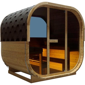 Sanotechnik Sauna »HANKO« Außensauna, BxTxH: 210 x 180 x 210 cm, 3,8 mm, geeignet für 6 Personen, Fichetnholz