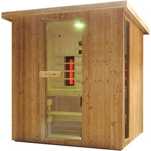 Sanotechnik Sauna »LAHTI« Außensauna mit Infrarotkabine, BxTxH: 198 x 181,5 x 200,2 cm, 4,4 mm, geeignet für 6 Personen, Fichetnholz