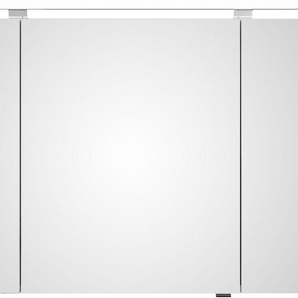 Saphir Badezimmerspiegelschrank Serie 4010 Badezimmer-Spiegelschrank inkl. LED-Aufsatzleuchte Badschrank 140 cm breit, 3 Türen, 6 Glas-Einlegeböden, inkl Türdämpfer