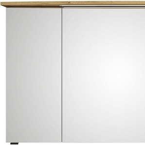 Saphir Badezimmerspiegelschrank Serie 4010 Badezimmer-Spiegelschrank inkl. LED-Beleuchtung im Kranz Badschrank 122 cm breit, 3 Türen, 6 Glas-Einlegeböden, inkl Türdämpfer