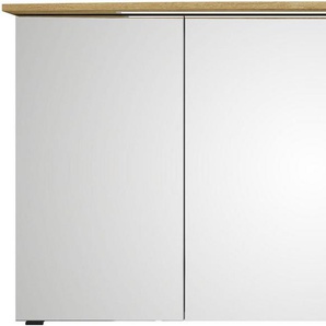 Saphir Badezimmerspiegelschrank Serie 4010 Badezimmer-Spiegelschrank inkl. LED-Beleuchtung im Kranz Badschrank 142 cm breit, 3 Türen, 6 Glas-Einlegeböden, inkl Türdämpfer