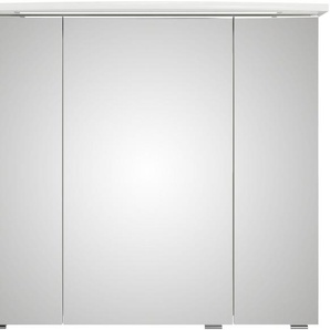 Saphir Badezimmerspiegelschrank Serie 4010 Badezimmer-Spiegelschrank inkl. LED-Beleuchtung im Kranz Badschrank 82 cm breit, 3 Türen, 6 Glas-Einlegeböden, inkl Türdämpfer