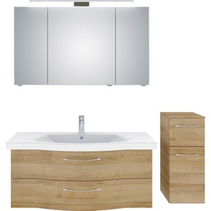 Saphir Badmöbel-Set 6005 Sprint 3-teilig, Keramik-Waschtisch mit LED-Spiegelschrank, (4-St), Unterschrank, inkl. Türdämpfer, 4 Türen, 3 Schubladen, Bad-Set