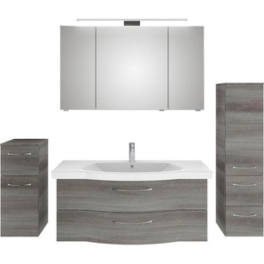 Saphir Badmöbel-Set 6005 Sprint 4-teilig, Keramik-Waschtisch mit LED-Spiegelschrank, (5-St), Unterschrank, Midischrank, inkl. Türdämpfer, 5 Türen, 5 Schubladen