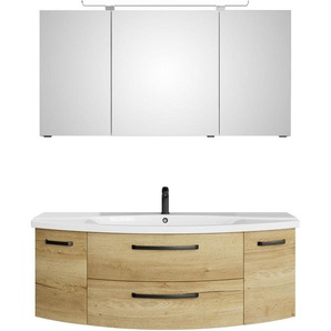 Saphir Badmöbel-Set Serie 4010 2-teilig Keramik-Waschtisch mit LED-Spiegelschrank, (Set), Badezimmer Set 144 cm breit, inkl. Türdämpfer, 5 Türen, 2 Schubladen