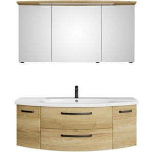 Saphir Badmöbel-Set Serie 4010 2-teilig Keramik-Waschtisch mit LED-Spiegelschrank, (Set), Badezimmer Set 144 cm breit, inkl. Türdämpfer, 5 Türen, 2 Schubladen