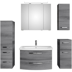 Saphir Badmöbel-Set Serie 4010 5-teilig Keramik-Waschtisch mit LED-Spiegelschrank, (Set), Bad Set mit Unterschrank, Hängeschrank, Midischrank, inkl. Türdämpfer