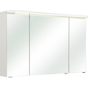 Saphir Spiegelschrank Balto Sprint Badschrank mit LED-Lichtkranz, 120 cm breit, 3 Türen Schalter-/ Steckdosenkombination, inkl. Türdämpfer, 987LM, 12V LED