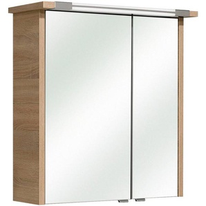 Saphir Spiegelschrank Quickset 382 Badschrank, 2 Spiegeltüren, 2 Einlegeböden, 65 cm breit inkl. LED-Beleuchtung, Türdämpfer, Schalter-/Steckdosenkombination