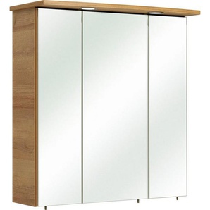 Saphir Spiegelschrank Quickset 919 Badschrank, 3 Spiegeltüren, 6 Einlegeböden, 65 cm breit inkl. LED-Beleuchtung, Türdämpfer, Schalter-/Steckdosenkombination