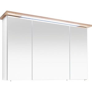 Saphir Spiegelschrank Quickset 923 Badschrank, 3 Spiegeltüren, 6 Einlegeböden, 115 cm breit inkl. LED-Beleuchtung, Türdämpfer, Schalter-/Steckdosenkombination