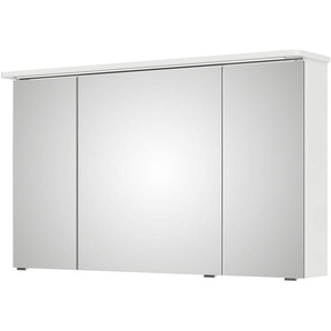 Saphir Spiegelschrank Serie 4005 Badezimmer-Spiegelschrank inkl. LED-Kranzbeleuchtung Badschrank 120 cm breit, 3 Türen, 6 Glas-Einlegeböden, inkl Türdämpfer