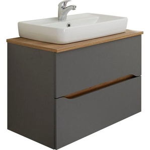 Saphir Waschtisch Quickset Keramik-Aufsatzbecken mit Unterschrank, 73 cm breit, Waschplatz, Unterschrank mit Waschbecken, 2 Schubladen, grifflos