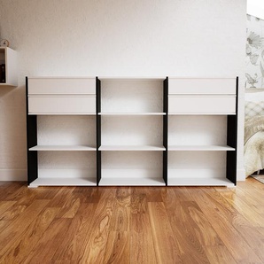 Schallplattenregal Weiß - Modernes Regal für Schallplatten: Schubladen in Weiß - 226 x 119 x 34 cm, Selbst designen