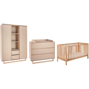 Schardt Babyzimmer, Buche, Beige, Holz, Holzwerkstoff, Buche, vollmassiv, 4 Fächer, 3 Schubladen, zum Juniorbett umbaubar, Aufbauanleitung im Karton, Lattenrost inklusive, Babymöbel, Babyzimmer-Sets