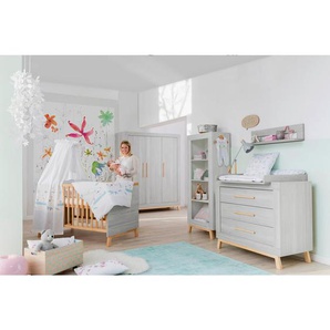 Schardt Babyzimmer Miami grey, Buche, Pinien, Holz, Holzwerkstoff, 3-teilig, Buche, massiv, 6 Fächer, 3 Schubladen, DIN EN ISO 14001, in verschiedenen Größen erhältlich,zum Juniorbett umbaubar, Aufbauanleitung im Karton, Lattenrost inklusive,