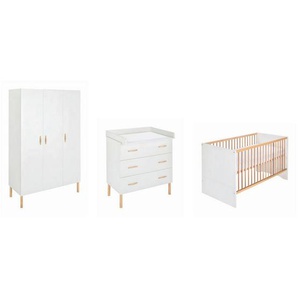 Schardt Babyzimmer Melody White, Weiß, Holz, Holzwerkstoff, Buche, massiv, 2 Fächer, 3 Schubladen, DIN EN ISO 14001, in verschiedenen Größen erhältlich,zum Juniorbett umbaubar, Aufbauanleitung im Karton, Lattenrost inklusive, Schlupfsprossen, Babymöbel,