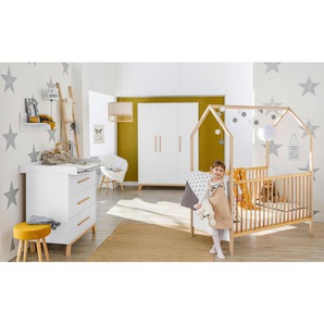 Schardt Babyzimmer Venice, Weiß, Buche, Holz, Holzwerkstoff, Buche, 6 Fächer, 3 Schubladen, DIN EN ISO 14001, Aufbauanleitung im Karton, Lattenrost inklusive, Babymöbel, Babyzimmer-Sets