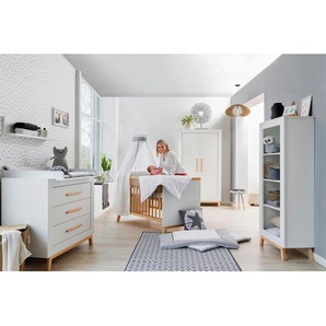 Schardt Babyzimmer Miami white, Weiß, Buche, Holz, Holzwerkstoff, Buche, massiv, 2 Fächer, 3 Schubladen, DIN EN ISO 14001, in verschiedenen Größen erhältlich,zum Juniorbett umbaubar, Aufbauanleitung im Karton, Lattenrost inklusive, Schlupfsprossen,