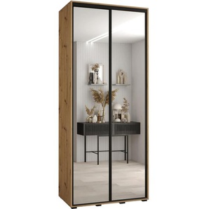 Schiebetürenschrank mit Spiegel CONTES 2 160 cm 60 cm Schwarz+silber