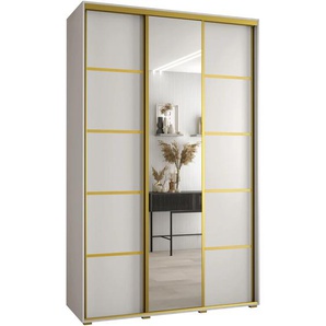 Schiebetürenschrank mit Spiegel CONTES 5 160 cm 60 cm Weiß+gold