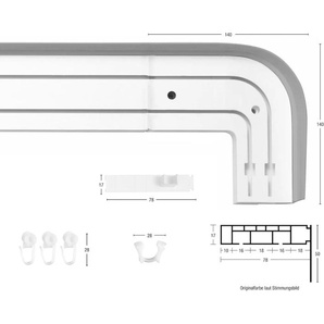 Schienensystem GARESA Kunststoffschiene mit Blende Gardinenstangen Gr. L: 520 cm, 2 läufig, braun (kirschbaum) Gardinenschienen seitlich mit 2 Rundbögen (kein Spalt zwischen Vorhang und Wand)