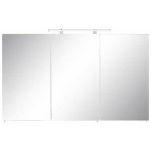 Schildmeyer Spiegelschrank Dorina, mit höhenverstellbaren Glasböden Breite 120 cm, 3-türig, LED-Beleuchtung, Schalter-/Steckdosenbox