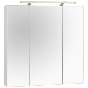 Schildmeyer Spiegelschrank Dorina, mit höhenverstellbaren Glasböden Breite 70 cm, 3-türig, LED-Beleuchtung, Schalter-/Steckdosenbox