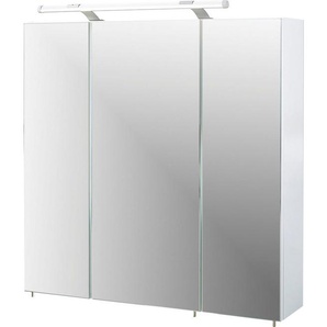 Schildmeyer Spiegelschrank Dorina, mit höhenverstellbaren Glasböden Breite 70 cm, 3-türig, LED-Beleuchtung, Schalter-/Steckdosenbox