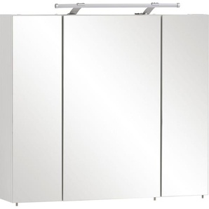 Schildmeyer Spiegelschrank Dorina, mit höhenverstellbaren Glasböden Breite 80 cm, 3-türig, LED-Beleuchtung, Schalter-/Steckdosenbox