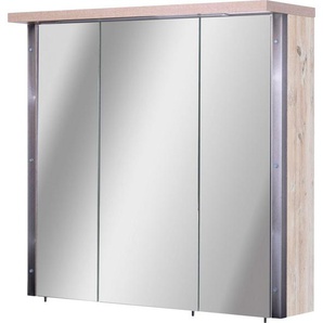 Schildmeyer Spiegelschrank Harkon Breite 76 cm, 3-türig, LED-Beleuchtung, Schalter-/Steckdosenbox