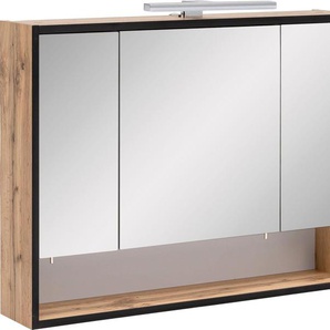 Schildmeyer Spiegelschrank Maxima Breite 80 cm, 3-türig, LED-Beleuchtung, Schalter-/Steckdosenbox