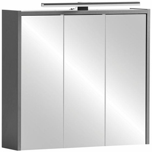 Schildmeyer Spiegelschrank Palermo, Breite 65 cm Mit LED-Leuchte und Steckdose, Metallbeschläge, Glaseinlegeböden