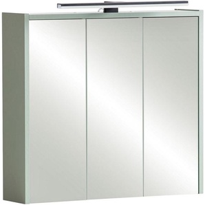 Schildmeyer Spiegelschrank Palermo, Breite 65 cm Mit LED-Leuchte und Steckdose, Metallbeschläge, Glaseinlegeböden