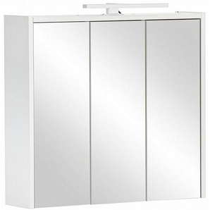 Schildmeyer Spiegelschrank Palermo, Breite 65 cm Mit LED-Leuchte und Steckdose, Metallbeschläge, Glaseinlegeböden