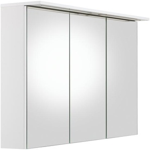 Schildmeyer Spiegelschrank Profil 16 Breite 120 cm, 3-türig, 2x LED-Beleuchtung, Schalter-/Steckdosenbox