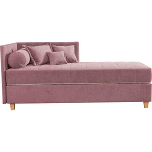 Schlafsofa ADA TRENDLINE Kona Sofas Gr. B/H/T: 201 cm x 90,5 cm x 91 cm, Chenille GCP, Armlehne links, rosa (altrosa gcp 8) Einzelsofas 7-Zonen Taschenfederkernmatratze, Zierkissen-Set und Schlummerrollen